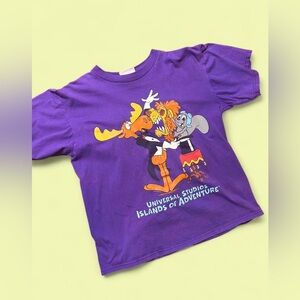 Vintage 90’s Purple Rocky and Bullwinkle Universal Studios single stitch t.